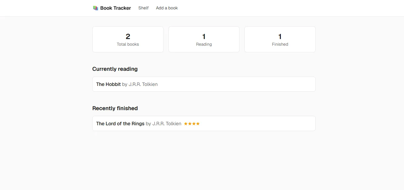 A thumbnail showing the Book Tracker web app.